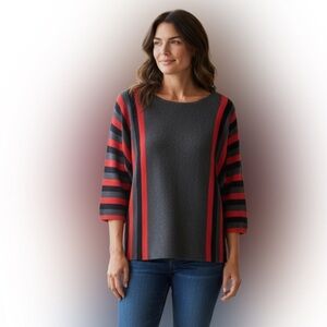 Spense Bold Red and Gray Striped Sweater